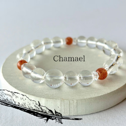 大天使カマエル☆水晶メインのサンストーンブレスレット ブレスレット