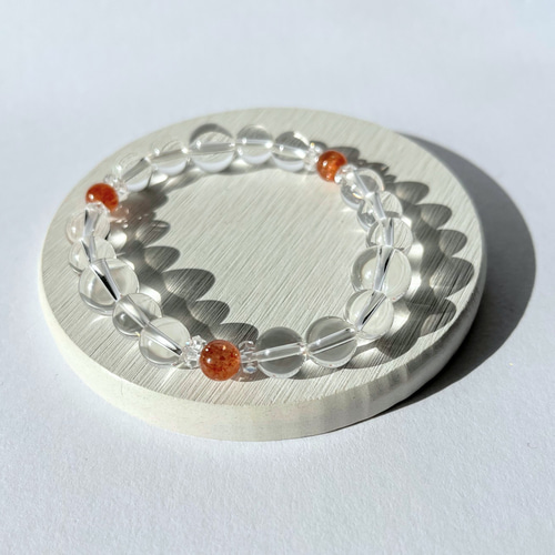 大天使カマエル☆水晶メインのサンストーンブレスレット ブレスレット