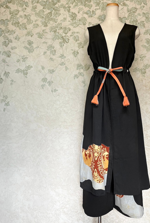 着物リメイク 2WAYベストセットアップスーツ 正絹 留袖 ワイドパンツ