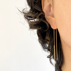 棒鍊 pierce sv925 K18 鍍金 鍍金鏈條耳環 第6張的照片
