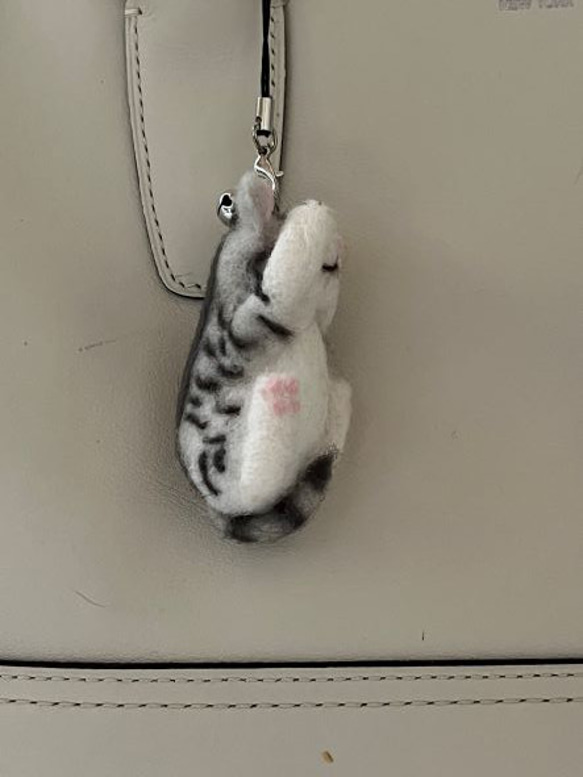 羊毛フェルト　マスコット　トラ猫　キーホルダー　ストラップ　チャーム 5枚目の画像