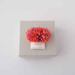 PF/染花のヘアカフス ポニーフック ファイヤーオレンジ/ピアニーパープル 布花 -飾る花- 2枚目の画像