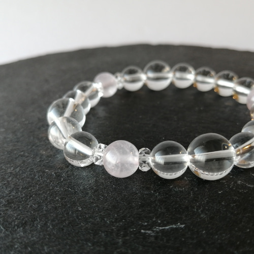 大天使ラファエル☆水晶メインのローズクォーツブレスレット