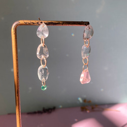 Prana gem drops✴︎滴る宝石しずく✴︎アクアマリン✴︎エメラルド✴︎ローズクォーツ✴︎k14gf 2枚目の画像