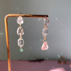 Prana gem drops✴︎滴る宝石しずく✴︎アクアマリン✴︎エメラルド✴︎ローズクォーツ✴︎k14gf 1枚目の画像