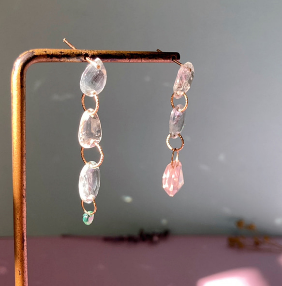 Prana gem drops✴︎滴る宝石しずく✴︎アクアマリン✴︎エメラルド✴︎ローズクォーツ✴︎k14gf 5枚目の画像