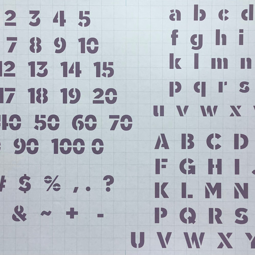 ステンシルシート アルファベット 大文字 小文字 数字 no24 型紙