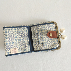 【再販】軽くてコンパクトな財布！ミナペルホネン sky flower がま口二つ折り財布 4枚目の画像