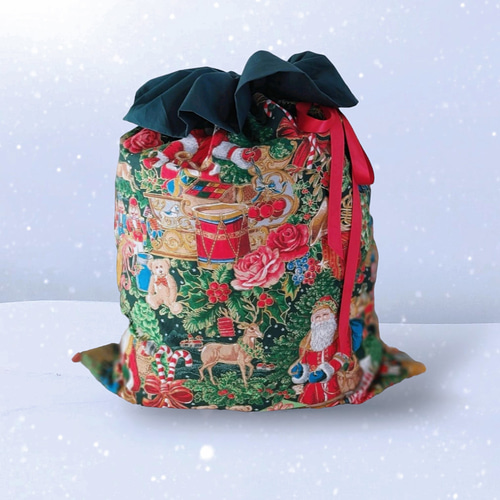 ◆オーダー用◆ダイカット 大きなプレゼント袋 持ったサンタクロース トナカイ クリスマス ラッピング 袋 大きい 大 特大 プレゼント