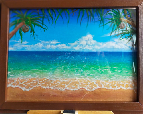アクリル画　沖縄　原画　アメリカンヴィレッジ　絵画　夜景 沖縄 原画 アメリカンヴィレッジ レジンアート可能 アクリル画
