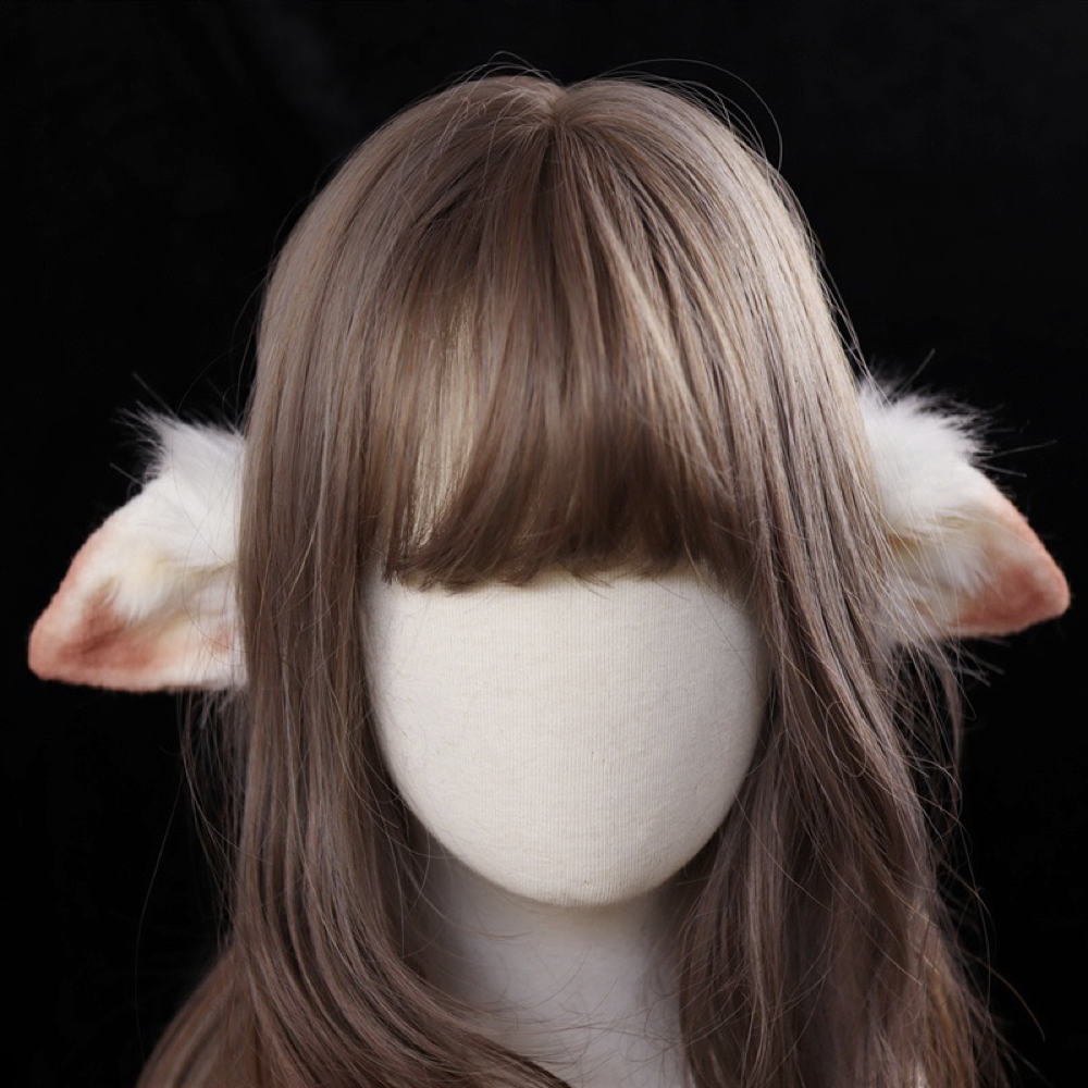 【受注生産】羊の耳カチューシャ 手作 リアルな毛皮のような ヘアアクセサリー シミュレーション 動物の耳 ロリータ