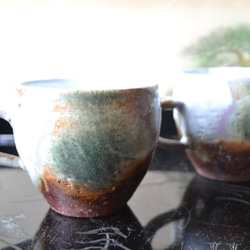 【コーヒーカップ】三彩釉　コーヒーカップ2個組　★萩焼　 3枚目の画像