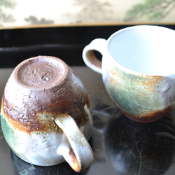 【コーヒーカップ】三彩釉　コーヒーカップ2個組　★萩焼　 6枚目の画像