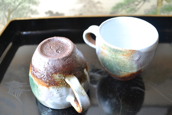 【コーヒーカップ】三彩釉　コーヒーカップ2個組　★萩焼　 6枚目の画像
