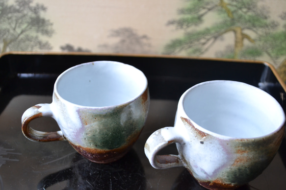 【コーヒーカップ】三彩釉　コーヒーカップ2個組　★萩焼　 4枚目の画像