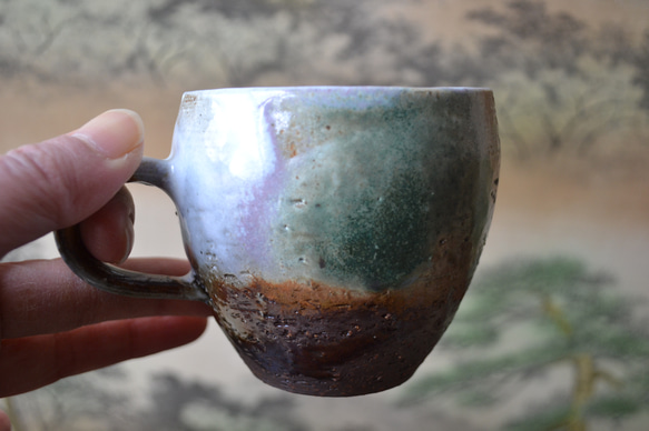 【コーヒーカップ】三彩釉　コーヒーカップ2個組　★萩焼　 2枚目の画像