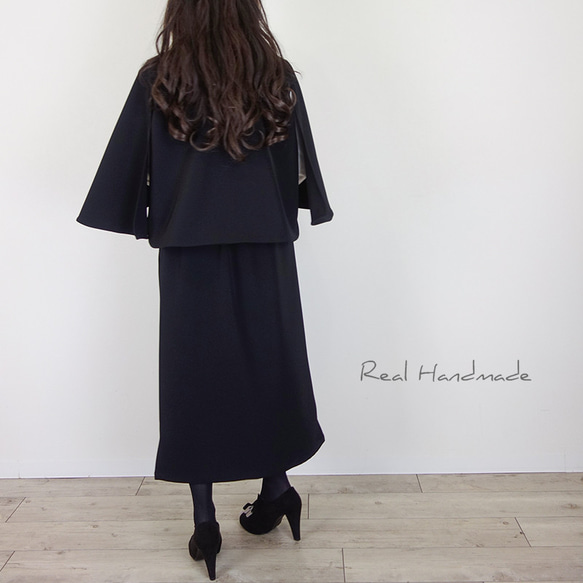 [予約販売] ブラックジョーゼットサイドスリットタイトスカート 3枚目の画像