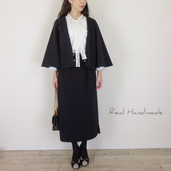 [予約販売] ブラックジョーゼットサイドスリットタイトスカート 4枚目の画像