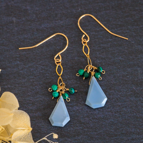 ♢人気♢カラーオパール 宝石質ブルーカイヤナイト 14kgf ピアス/イヤリング ♢人気♢カラーオパール 宝石質ブルーカイヤナイト 14kgf ピアス