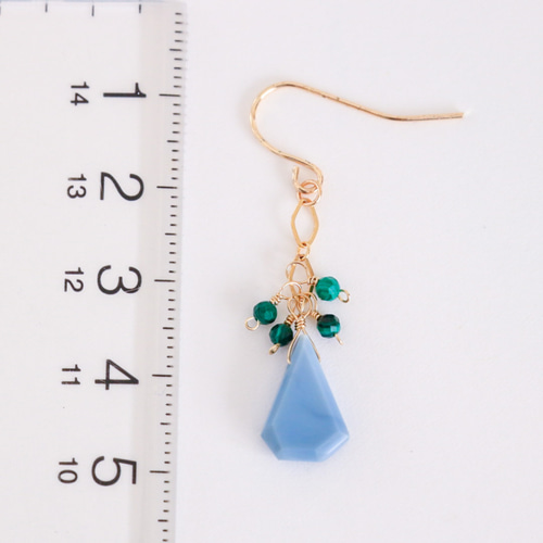 14kgfオパールミックスピアス/イヤリング 高品質 宝石質 プレシャス オパール × 14kgf の ピアス 10cm