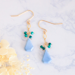 14kgfブルーオパールゴールドフラワースリムピアス/イヤリング 14kgfブルーオパールゴールドフラワースリムピアス/イヤリング 14kgf