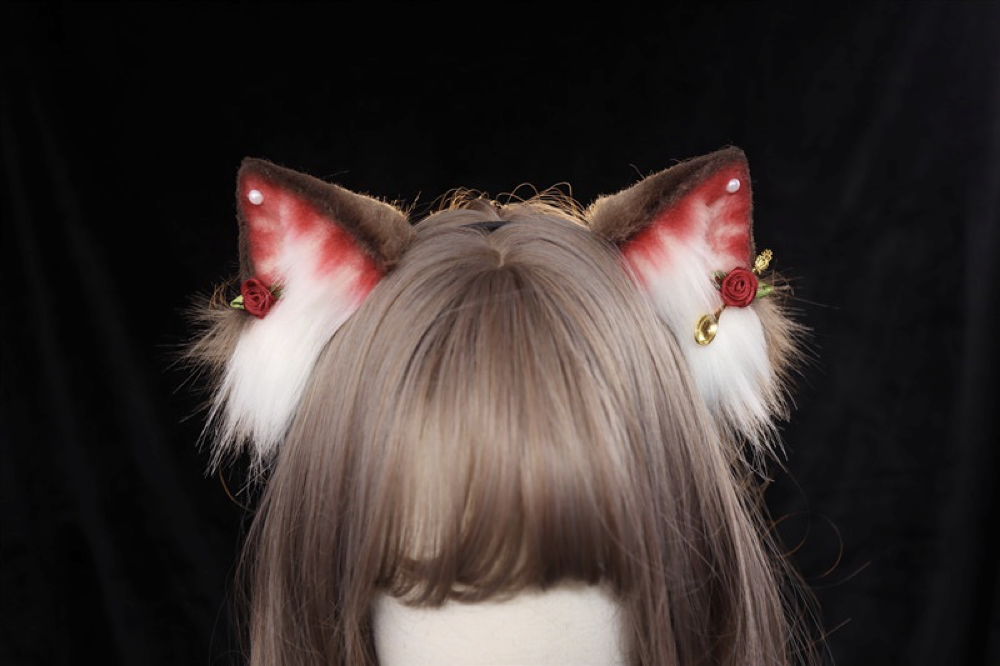 【受注生産】大福猫の耳カチューシャ 手作りリアルな毛皮のような ヘアアクセサリー シミュレーション動物の耳 ロリータ
