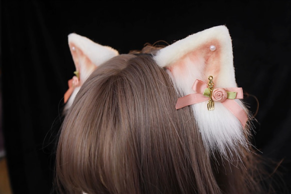 【受注生産】大福猫の耳カチューシャ 手作りリアルな毛皮のような ヘアアクセサリー シミュレーション動物の耳 ロリータ 2枚目の画像