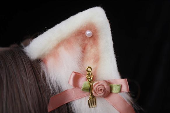 【受注生産】大福猫の耳カチューシャ 手作りリアルな毛皮のような ヘアアクセサリー シミュレーション動物の耳 ロリータ 5枚目の画像