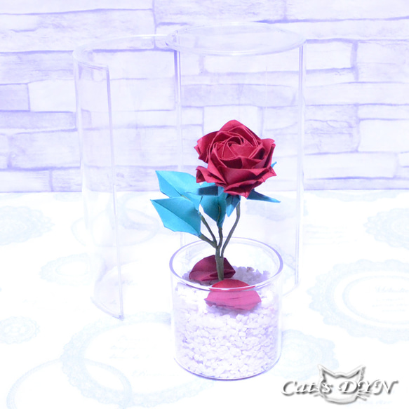 魔法の薔薇②：赤　(折り紙の薔薇の花) 2枚目の画像