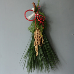 217_販売期間12/24迄【お正月飾り】大王松と稲穂、水引き しめ縄
