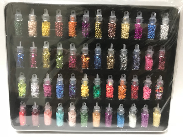 人気パーツ ミニボトル入り レジン ネイルパーツ 封入パーツ 【48本