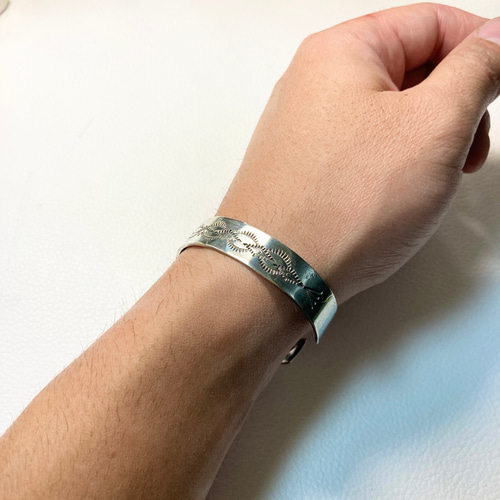 silver950 スタンプワーク シルバーバングル ブレスレット