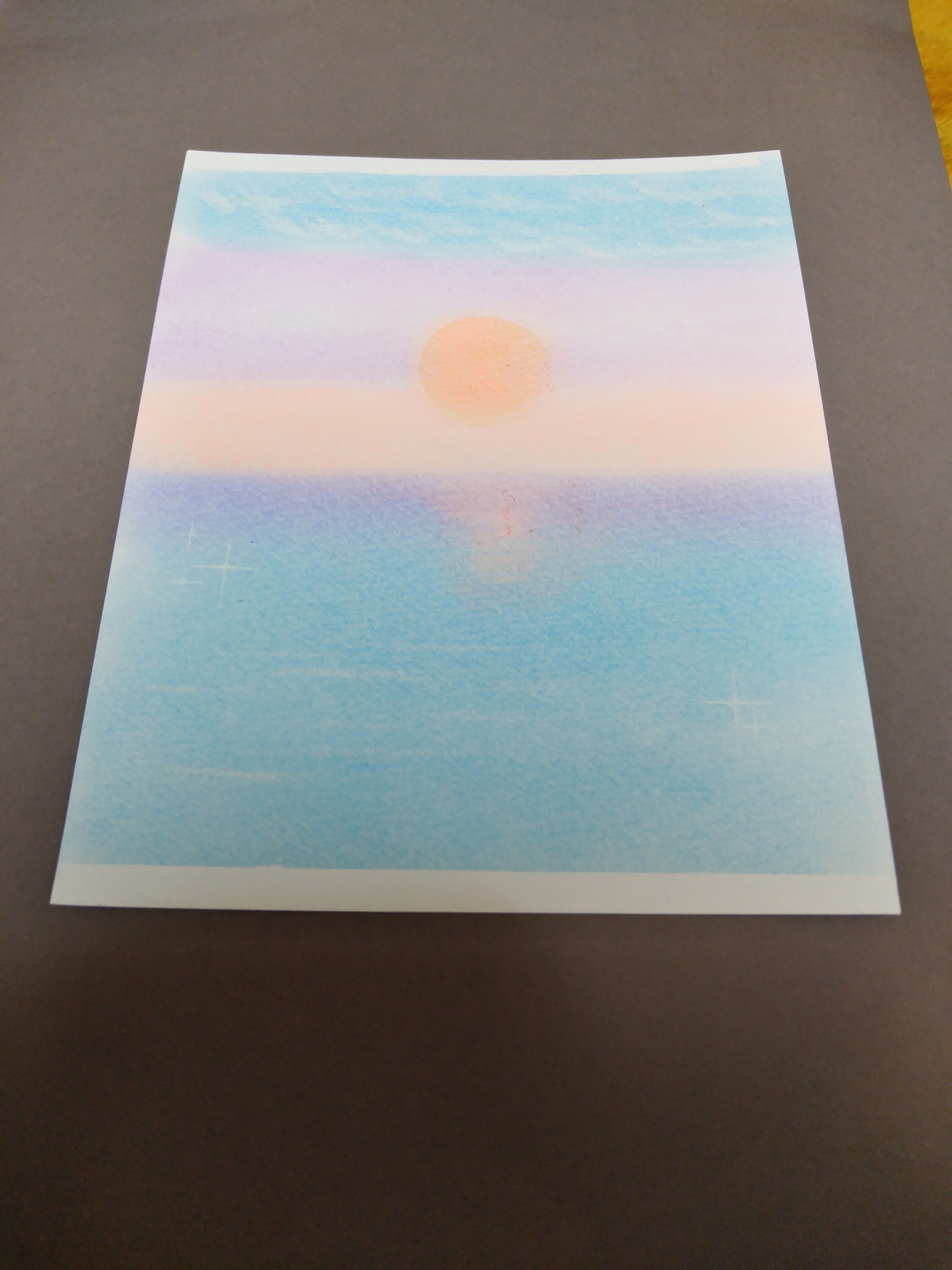 原画 パステル画 幻想的な海の景色