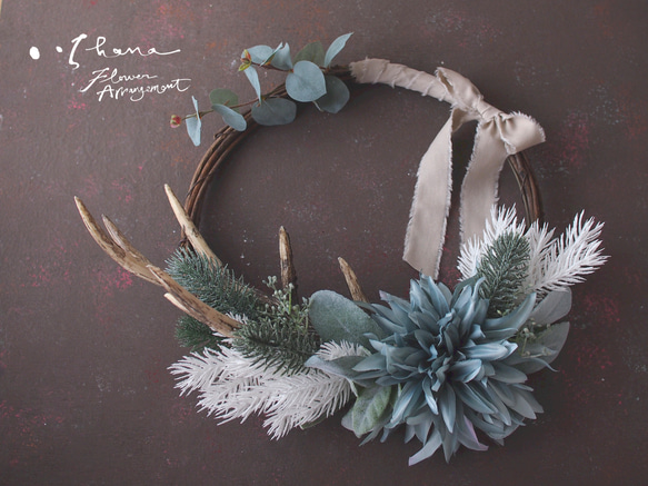 鹿の角をモチーフに＊Deer Horn Wreath＊（送料込み） 4枚目の画像