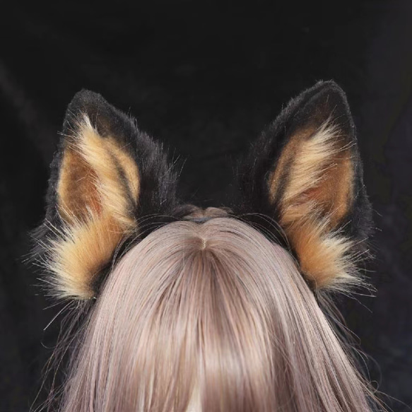 【受注生産】シェパード犬耳カチューシャ 手作り リアルな毛皮のような ヘアアクセサリー   シミュレーション動物の耳 5枚目の画像