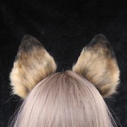【受注生産】シェパード犬耳カチューシャ 手作り リアルな毛皮のような ヘアアクセサリー   シミュレーション動物の耳 2枚目の画像