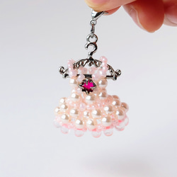 数量限定1点　桜の妖精ドレス　ミニチュア ビーズドレス　桜色パール　チャーム・ストラップ　 14枚目の画像