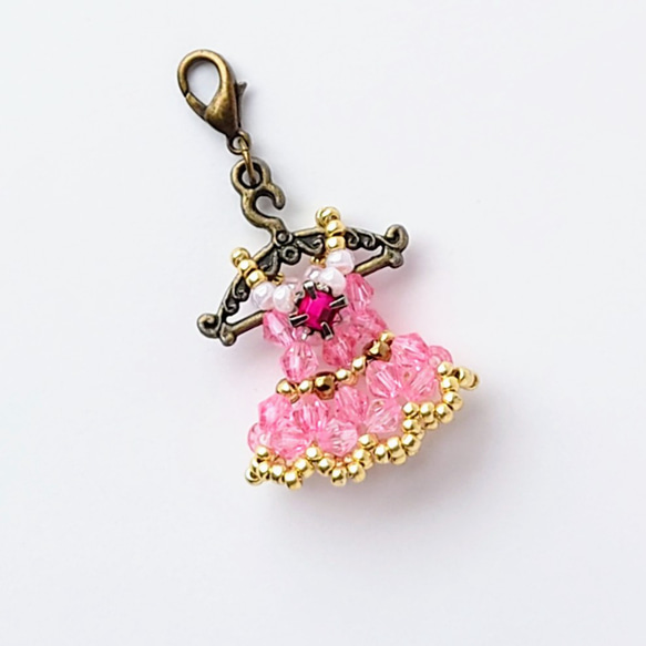 数量限定1点　春の妖精ドレス　ミニチュア ビーズドレスチャーム　桜ピンク　 13枚目の画像
