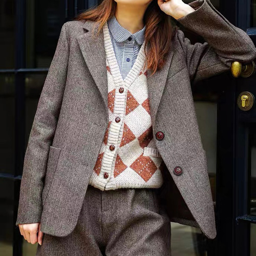 ThomBrowne好きな方に⭐︎ヘリンボーンウールテーラードジャケットコート ThomBrowne好きな方に⭐︎ヘリンボーンウールテーラード