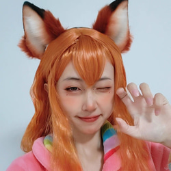 【受注生産】赤狐耳カチューシャ 手作りリアルな毛皮のような ヘアアクセサリー   シミュレーション動物の耳 6枚目の画像