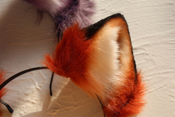 【受注生産】赤狐耳カチューシャ 手作りリアルな毛皮のような ヘアアクセサリー   シミュレーション動物の耳 5枚目の画像