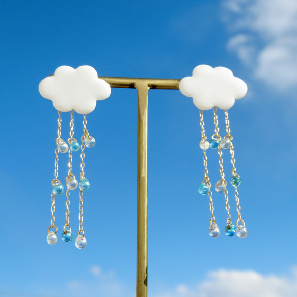 【再販】雲と雨のピアス(イヤリング) 4枚目の画像