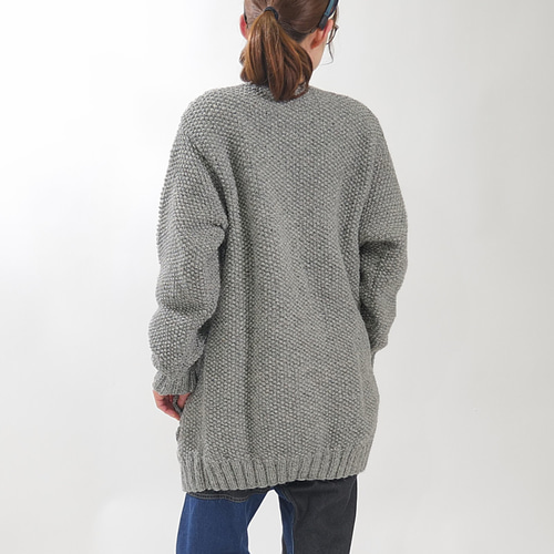 ほっこり手編みのぬくもり＊ケーブル×パプコーン編み＊ウールニット