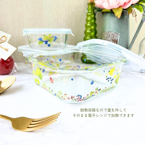 新品3個セット薔薇柄ガラス保存容器 鉛フリー プランドパリ/ imane マニー 新品3個セット薔薇柄ガラス保存容器 鉛フリー プランドパリ