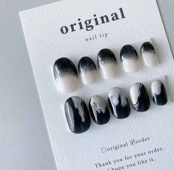 無彩色のまどろみ┊︎ニュアンスネイルチップ モノトーン  