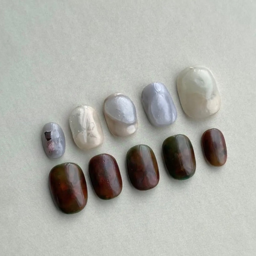 曇天の湿┊︎ニュアンスネイルチップ 成人式ネイル 前撮り うるうる