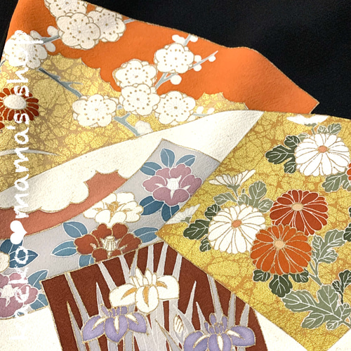 チュニックワンピース✿総丈78㎝✿黒留袖✿和モダン（着物