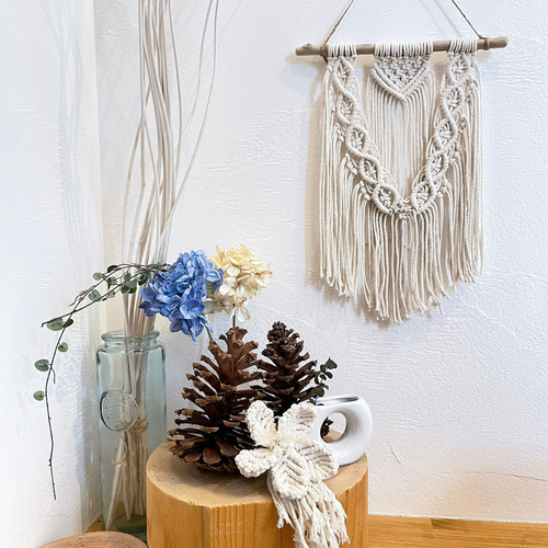 シンプル マクラメタペストリー 壁掛けインテリア オシャレな玄関