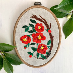 《受注製作》椿　winter garden 刺繍タペストリー 4枚目の画像