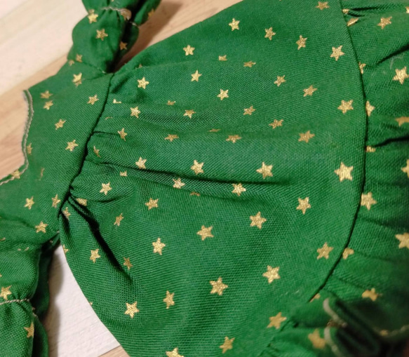 キャンディースリーブワンピース 星柄 緑 グリーン リカちゃん リアルクローズ 長袖 クリスマス 8枚目の画像